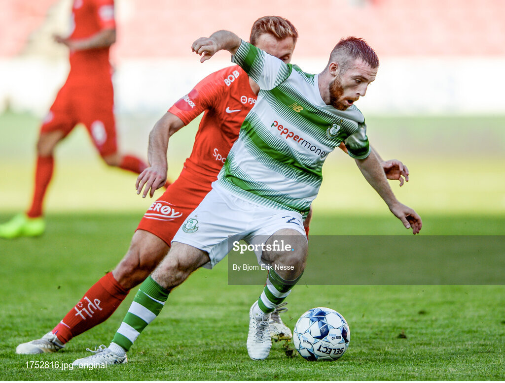 11 July 2019; Trevor Clarke of Shamrock Rovers in action during the UEFA Europa League First Qualifying Round 1st Leg match between SK Brann and Shamrock Rovers at Brann Stadion, Bergen, Norway. Photo by Bjorn Erik Nesse/Sportsfile.