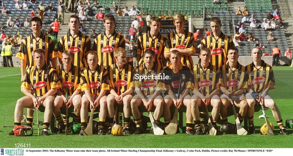 14 September 2003; The Kilkenny Minor team take their team photo. All-Ireland Minor Hurling Championship Final, Kilkenny v Galway, Croke Park, Dublin. Picture credit; Ray McManus / SPORTSFILE *EDI*