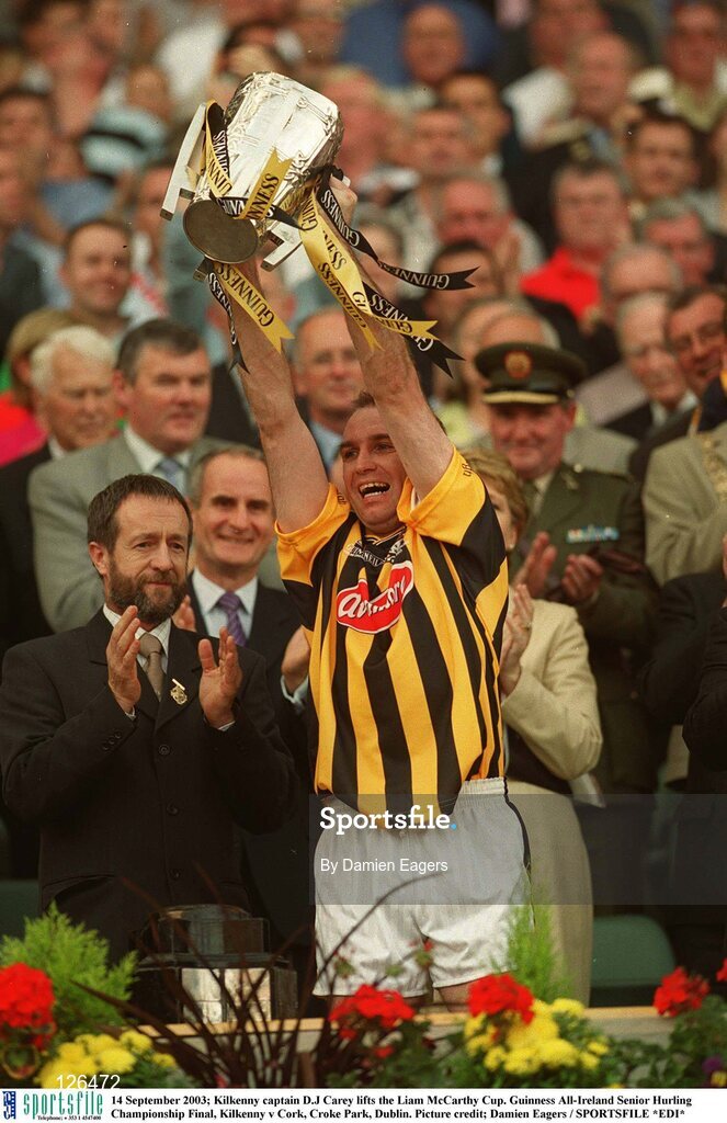 14 September 2003; Kilkenny captain D.J Carey lifts the Liam MacCarthy Cup. Guinness All-Ireland Senior Hurling Championship Final, Kilkenny v Cork, Croke Park, Dublin. Picture credit; Damien Eagers / SPORTSFILE *EDI*