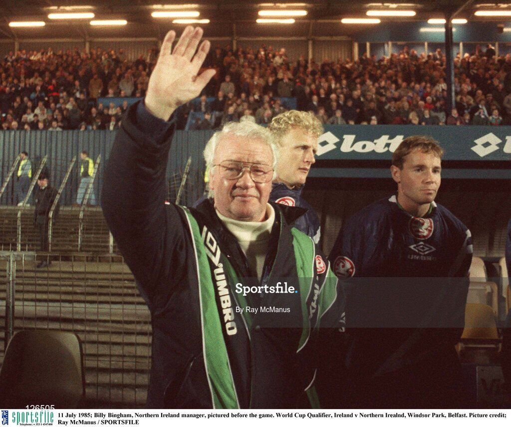 11 July 1985; Billy Bingham, Northern Ireland manager, pictured before the game. World Cup Qualifier, Ireland v Northern Irealnd, Windsor Park, Belfast. Picture credit; Ray McManus / SPORTSFILE