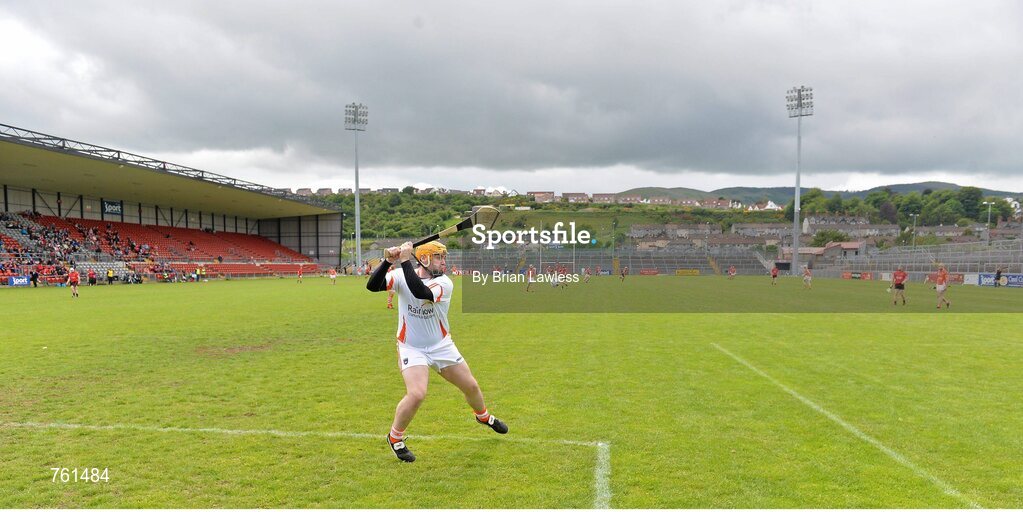 16 June 2013; Armagh goalkeeper Joseph Burke takes a puck out. Ulster GAA Hurling Senior Championship Quarter-Final, Down v Armagh, Páirc Esler, Newry, Co. Down. Picture credit: Brian Lawless / SPORTSFILE