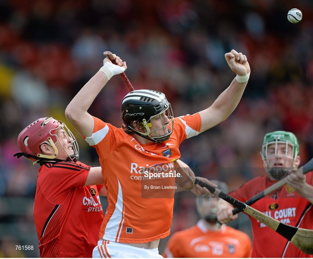 16 June 2013; Martin Maguire, Armagh, in action against Michael Ennis, Down. Ulster GAA Hurling Senior Championship Quarter-Final, Down v Armagh, Páirc Esler, Newry, Co. Down. Picture credit: Brian Lawless / SPORTSFILE
