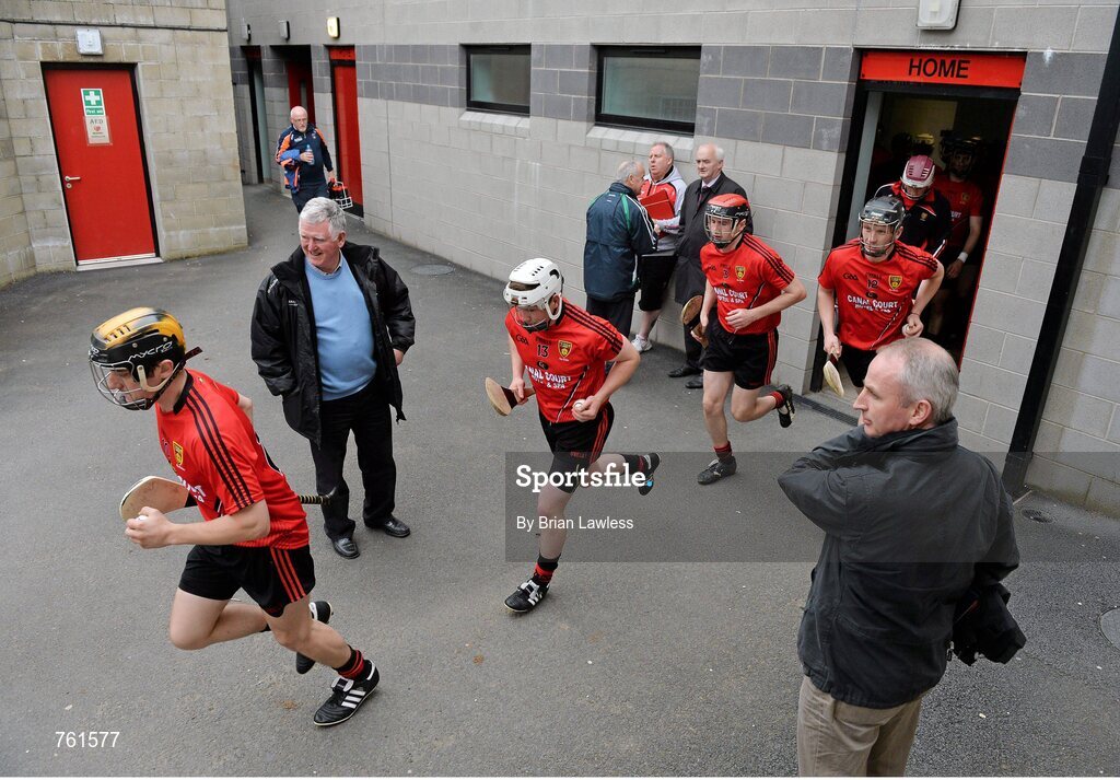 16 June 2013; The Down players leave the dressing room for the start of the match. Ulster GAA Hurling Senior Championship Quarter-Final, Down v Armagh, Páirc Esler, Newry, Co. Down. Picture credit: Brian Lawless / SPORTSFILE