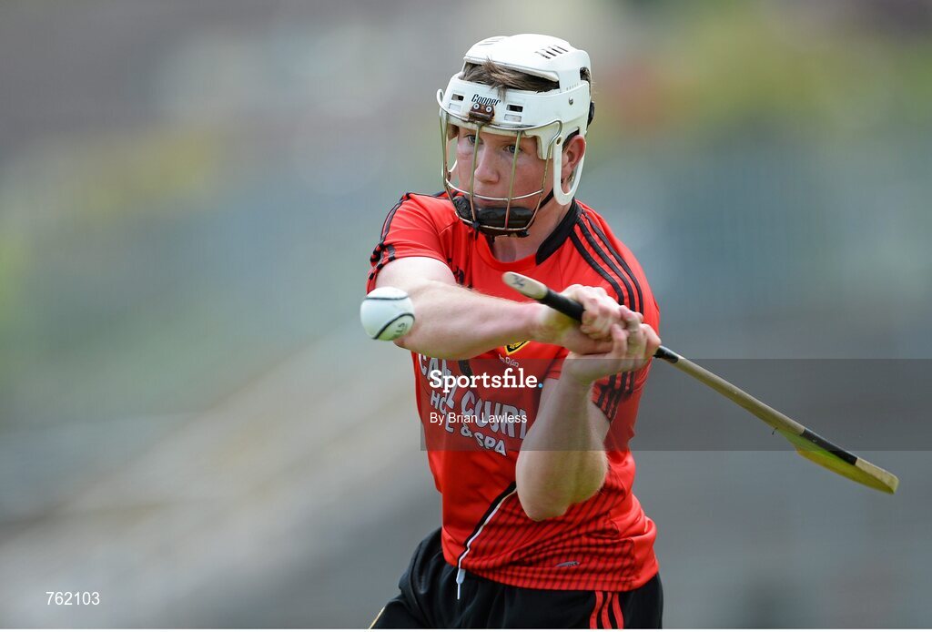 16 June 2013; Daniel Toner, Down, in action against Connor Devlin, Armagh. Ulster GAA Hurling Senior Championship Quarter-Final, Down v Armagh, Páirc Esler, Newry, Co. Down. Picture credit: Brian Lawless / SPORTSFILE
