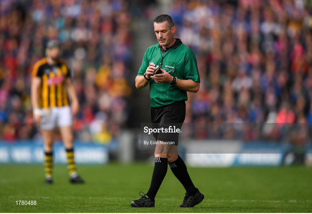 18 August 2019; Referee James Owens during the GAA Hurling All-Ireland Senior Championship Final match between Kilkenny and Tipperary at Croke Park in Dublin. Photo by Eóin Noonan/Sportsfile