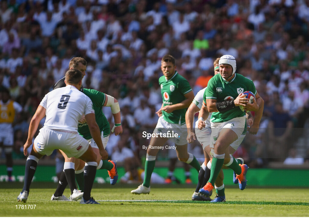 24 August 2019; Rory Best of Ireland in action against Ben Youngs of England during the Quilter International match between England and Ireland at Twickenham Stadium in London, England. Photo by Ramsey Cardy/Sportsfile