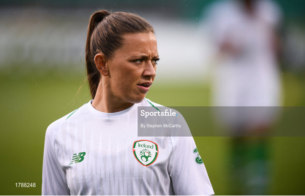 3 September 2019; Katie McCabe of Republic of Ireland prior to the UEFA Women's 2021 European Championships Qualifier - Group I match between Republic of Ireland and Montenegro at Tallaght Stadium in Dublin. Photo by Stephen McCarthy/Sportsfile
