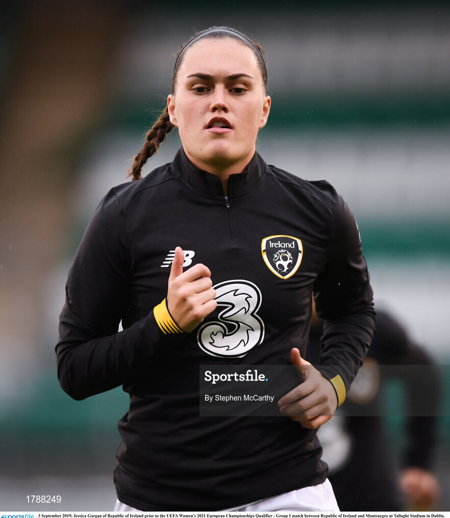 3 September 2019; Jessica Gargan of Republic of Ireland prior to the UEFA Women's 2021 European Championships Qualifier - Group I match between Republic of Ireland and Montenegro at Tallaght Stadium in Dublin. Photo by Stephen McCarthy/Sportsfile
