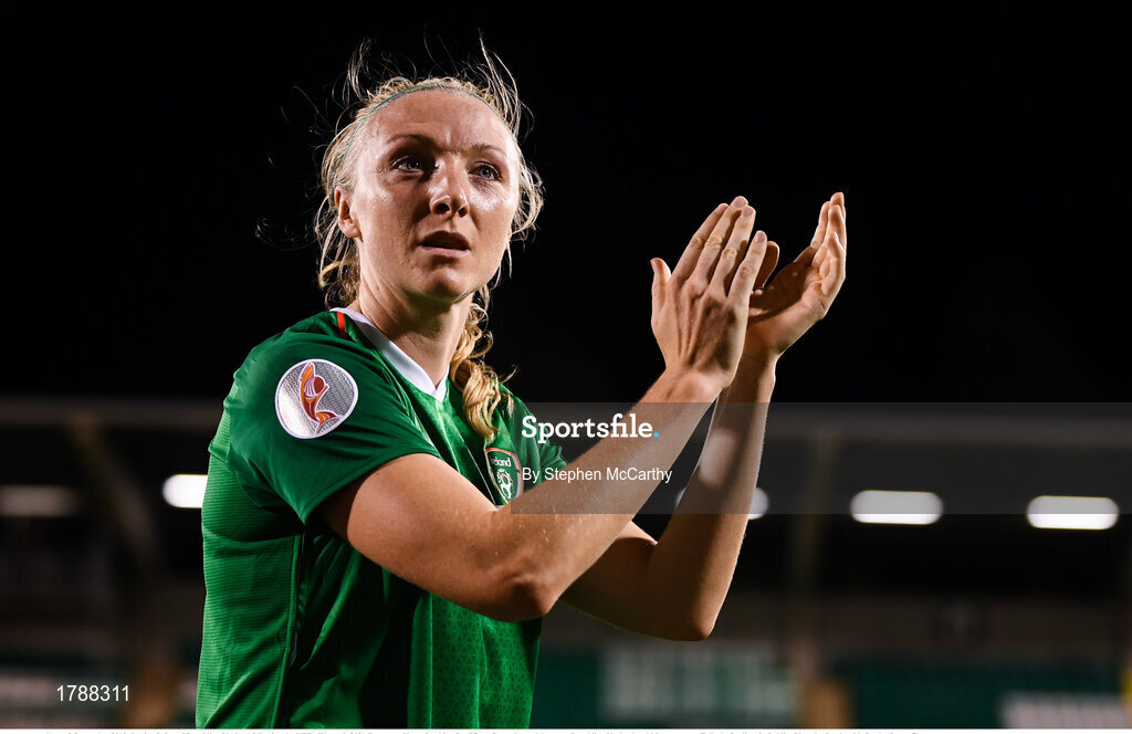 3 September 2019; Louise Quinn of Republic of Ireland following the UEFA Women's 2021 European Championships Qualifier - Group I match between Republic of Ireland and Montenegro at Tallaght Stadium in Dublin. Photo by Stephen McCarthy/Sportsfile