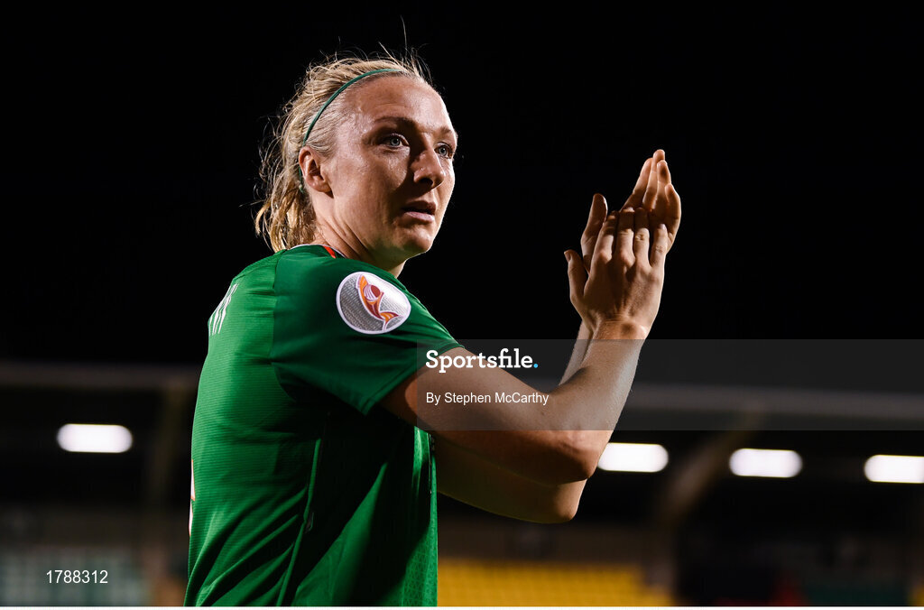 3 September 2019; Louise Quinn of Republic of Ireland following the UEFA Women's 2021 European Championships Qualifier - Group I match between Republic of Ireland and Montenegro at Tallaght Stadium in Dublin. Photo by Stephen McCarthy/Sportsfile