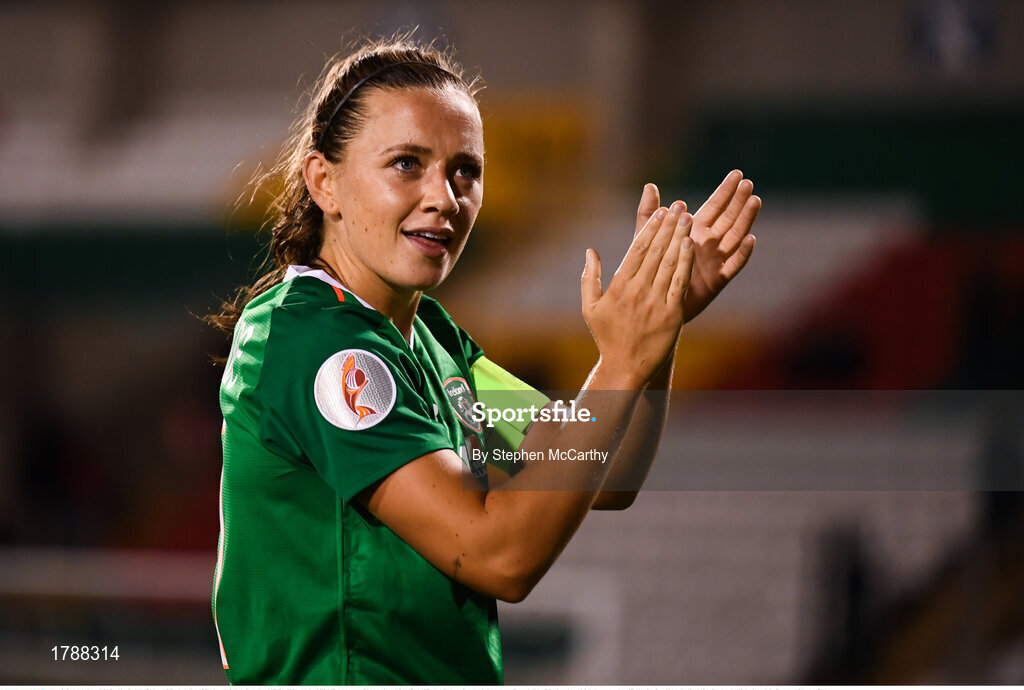 3 September 2019; Katie McCabe of Republic of Ireland following the UEFA Women's 2021 European Championships Qualifier - Group I match between Republic of Ireland and Montenegro at Tallaght Stadium in Dublin. Photo by Stephen McCarthy/Sportsfile