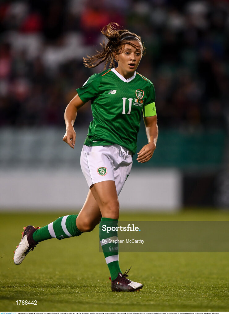 3 September 2019; Katie McCabe of Republic of Ireland during the UEFA Women's 2021 European Championships Qualifier Group I match between Republic of Ireland and Montenegro at Tallaght Stadium in Dublin. Photo by Stephen McCarthy/Sportsfile