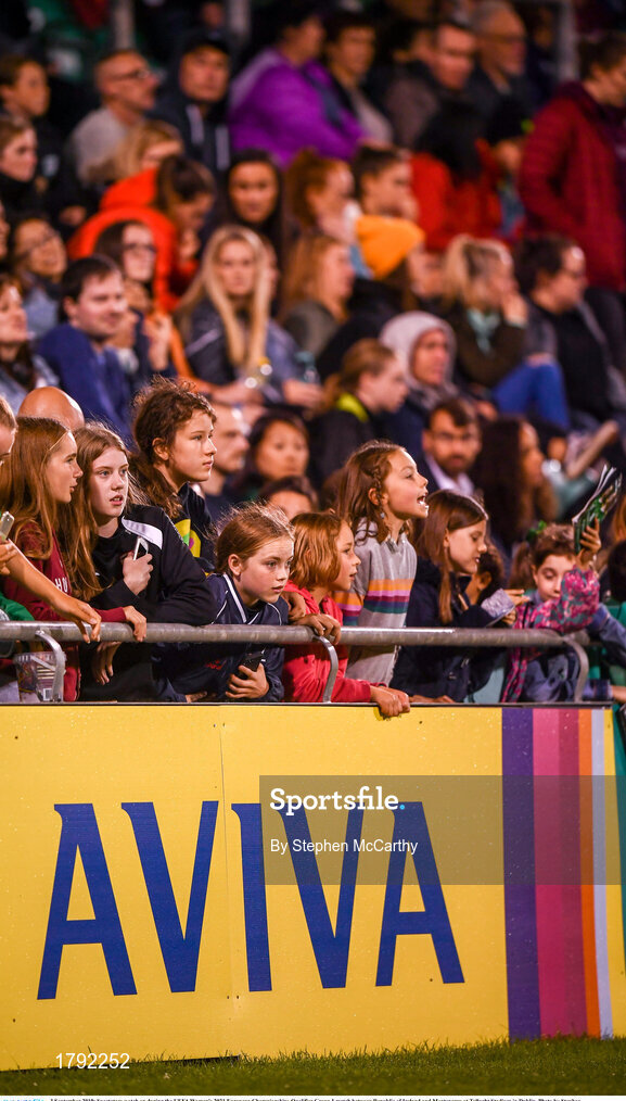3 September 2019; Spectators watch on during the UEFA Women's 2021 European Championships Qualifier Group I match between Republic of Ireland and Montenegro at Tallaght Stadium in Dublin. Photo by Stephen McCarthy/Sportsfile