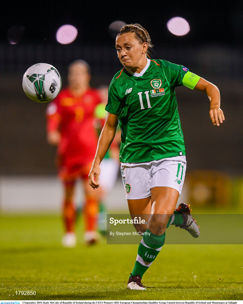 3 September 2019; Katie McCabe of Republic of Ireland during the UEFA Women's 2021 European Championships Qualifier Group I match between Republic of Ireland and Montenegro at Tallaght Stadium in Dublin. Photo by Stephen McCarthy/Sportsfile