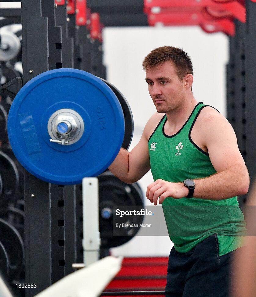 24 September 2019; Niall Scannell during an Ireland Rugby gym session at the Yumeria Sports Grounds in Iwata, Shizuoka Prefecture, Japan. Photo by Brendan Moran/Sportsfile