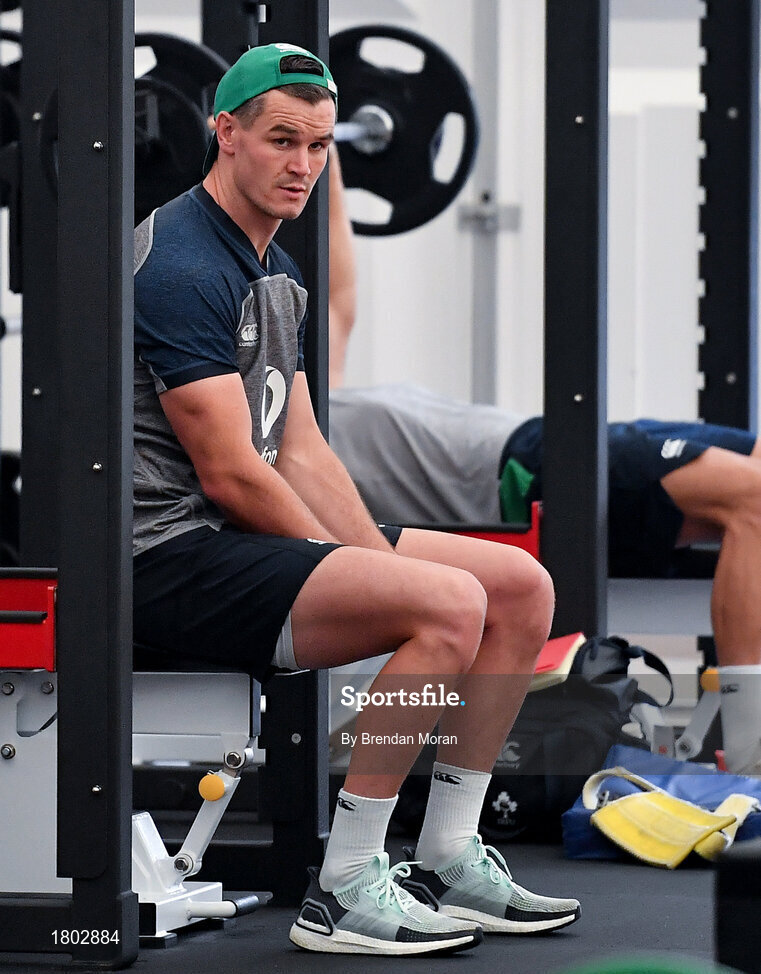 24 September 2019; Jonathan Sexton during an Ireland Rugby gym session at the Yumeria Sports Grounds in Iwata, Shizuoka Prefecture, Japan. Photo by Brendan Moran/Sportsfile