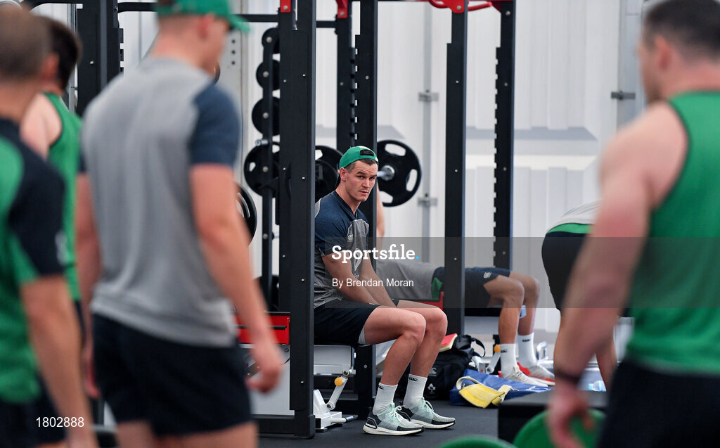 24 September 2019; Jonathan Sexton during an Ireland Rugby gym session at the Yumeria Sports Grounds in Iwata, Shizuoka Prefecture, Japan. Photo by Brendan Moran/Sportsfile