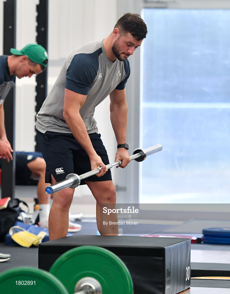 24 September 2019; Robbie Henshaw during an Ireland Rugby gym session at the Yumeria Sports Grounds in Iwata, Shizuoka Prefecture, Japan. Photo by Brendan Moran/Sportsfile