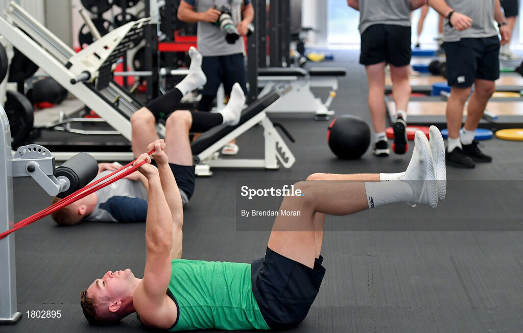 24 September 2019; Jordan Larmour during an Ireland Rugby gym session at the Yumeria Sports Grounds in Iwata, Shizuoka Prefecture, Japan. Photo by Brendan Moran/Sportsfile
