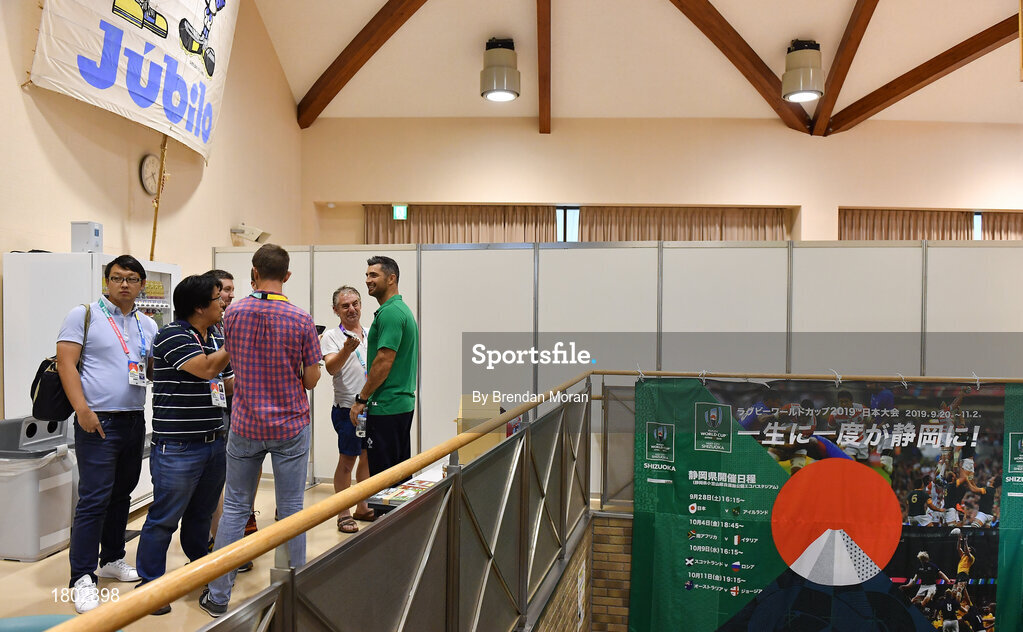 24 September 2019; Rob Kearney speaks to themedia during an Ireland Rugby press conference at the Yumeria Sports Grounds in Iwata, Shizuoka Prefecture, Japan. Photo by Brendan Moran/Sportsfile
