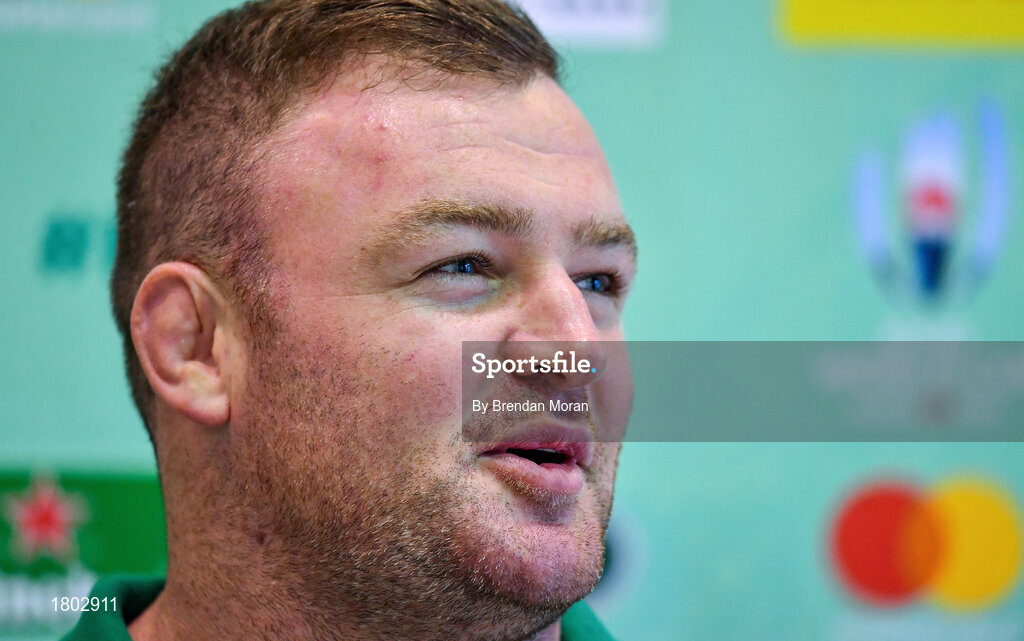 24 September 2019; Dave Kilcoyne during an Ireland Rugby press conference at the Yumeria Sports Grounds in Iwata, Shizuoka Prefecture, Japan. Photo by Brendan Moran/Sportsfile