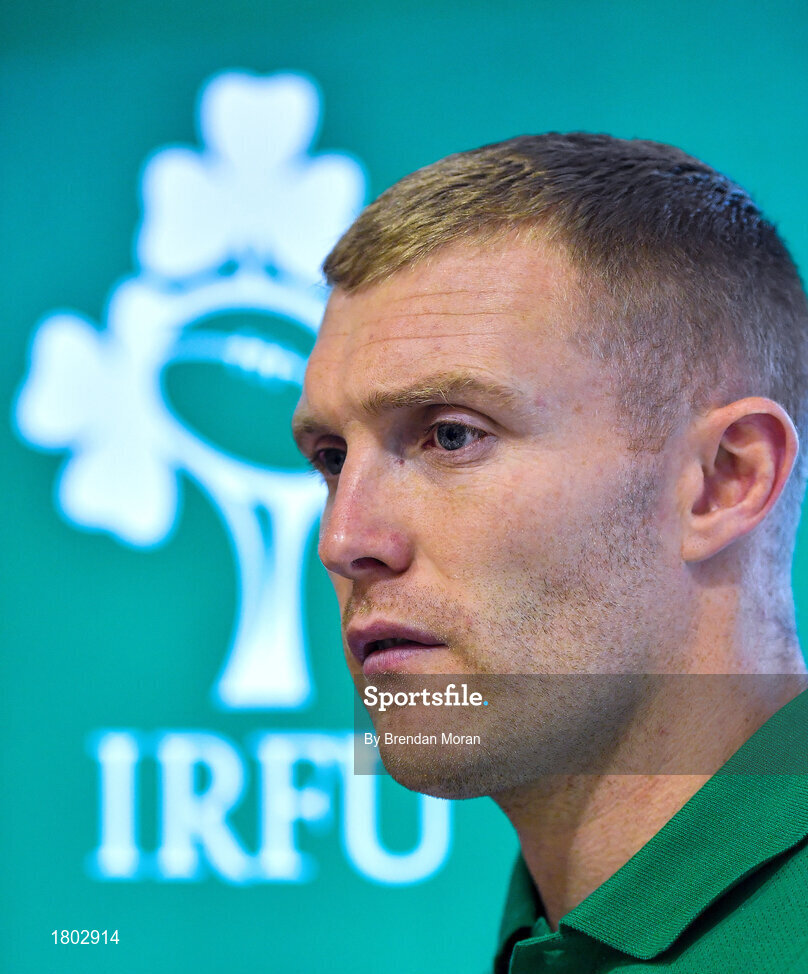 24 September 2019; Keith Earls during an Ireland Rugby press conference at the Yumeria Sports Grounds in Iwata, Shizuoka Prefecture, Japan. Photo by Brendan Moran/Sportsfile