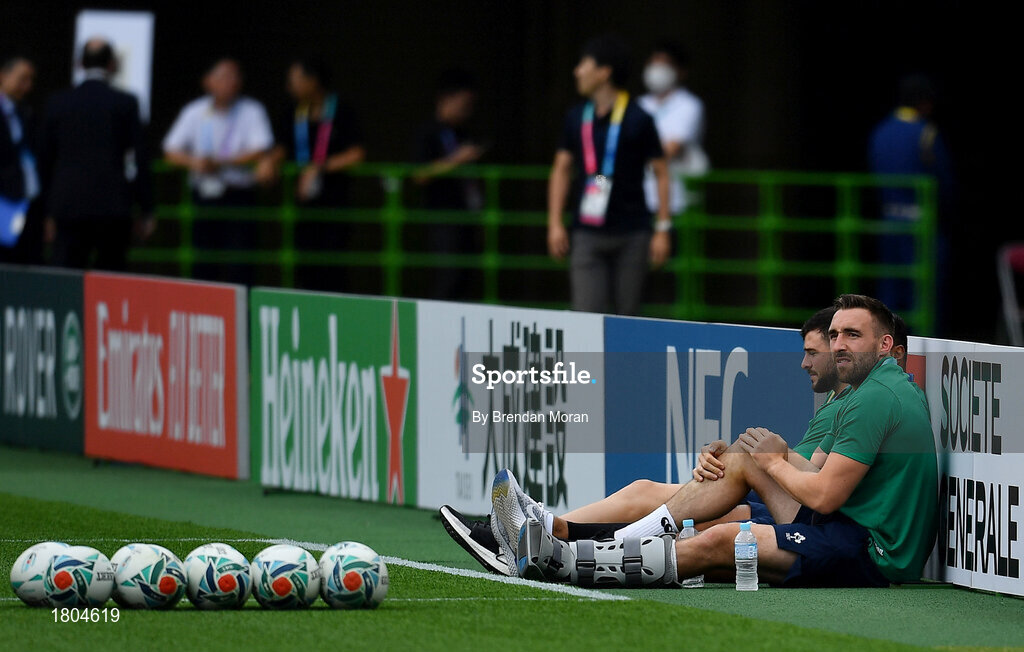 28 September 2019; Jack Conan of Ireland watches on prior to the 2019 Rugby World Cup Pool A match between Japan and Ireland at the Shizuoka Stadium Ecopa in Fukuroi, Shizuoka Prefecture, Japan. Photo by Brendan Moran/Sportsfile