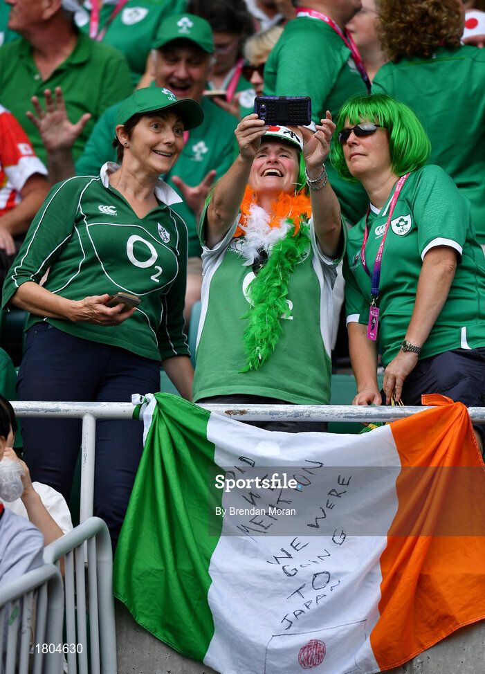 28 September 2019; Ireland supporters prior to the 2019 Rugby World Cup Pool A match between Japan and Ireland at the Shizuoka Stadium Ecopa in Fukuroi, Shizuoka Prefecture, Japan. Photo by Brendan Moran/Sportsfile