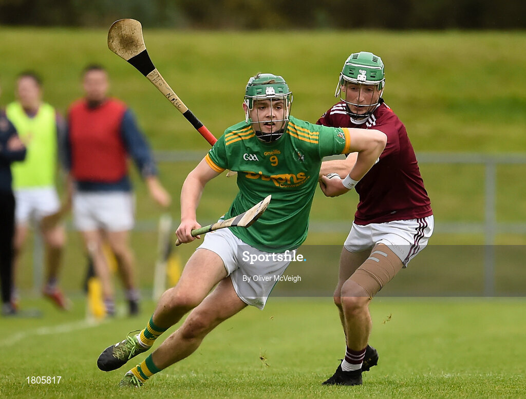 29 September 2019; Ronan Molloy of Dunloy in action against Niall McCormick of Cushendall Ruairí Óg during the Antrim County Senior Club Hurling Final match between Cushendall Ruairí Óg and Dunloy at Ballycastle in Antrim. Photo by Oliver McVeigh/Sportsfile