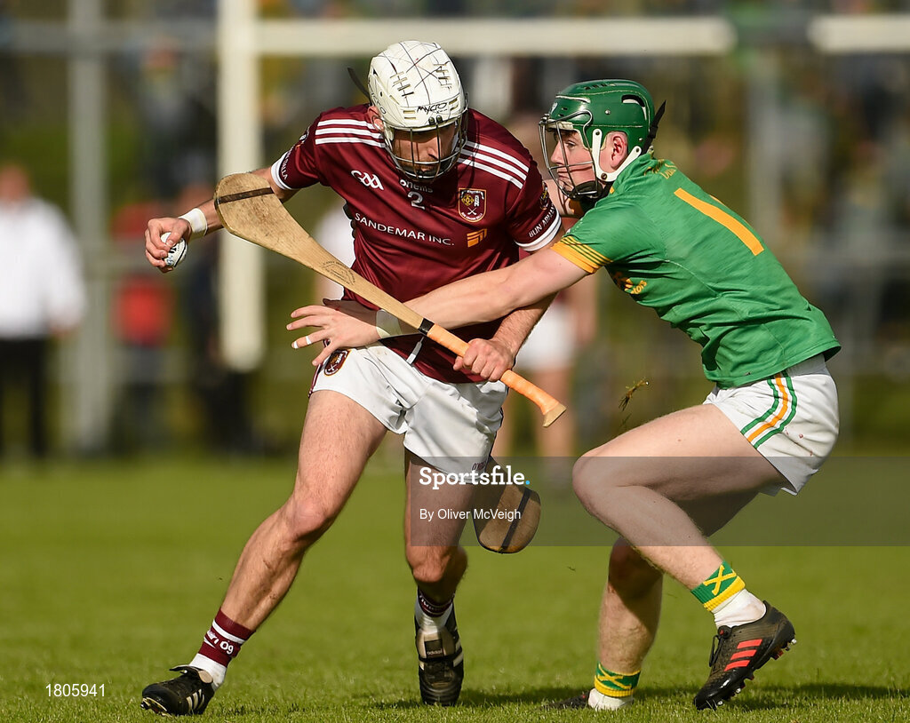 29 September 2019; Martin Burke of Cushendall Ruairí Óg in action against Paddy McGill of Dunloy during the Antrim County Senior Club Hurling Final match between Cushendall Ruairí Óg and Dunloy at Ballycastle in Antrim. Photo by Oliver McVeigh/Sportsfile