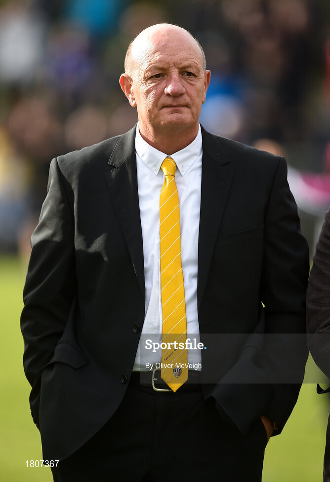 29 September 2019; Terence 'Sambo' McNaughton a member of the Antrim All Ireland Senior Hurling final team of 1989 that were honoured during half time in the Antrim County Senior Club Hurling Final match between Cushendall Ruairí Óg and Dunloy at Ballycastle in Antrim. Photo by Oliver McVeigh/Sportsfile