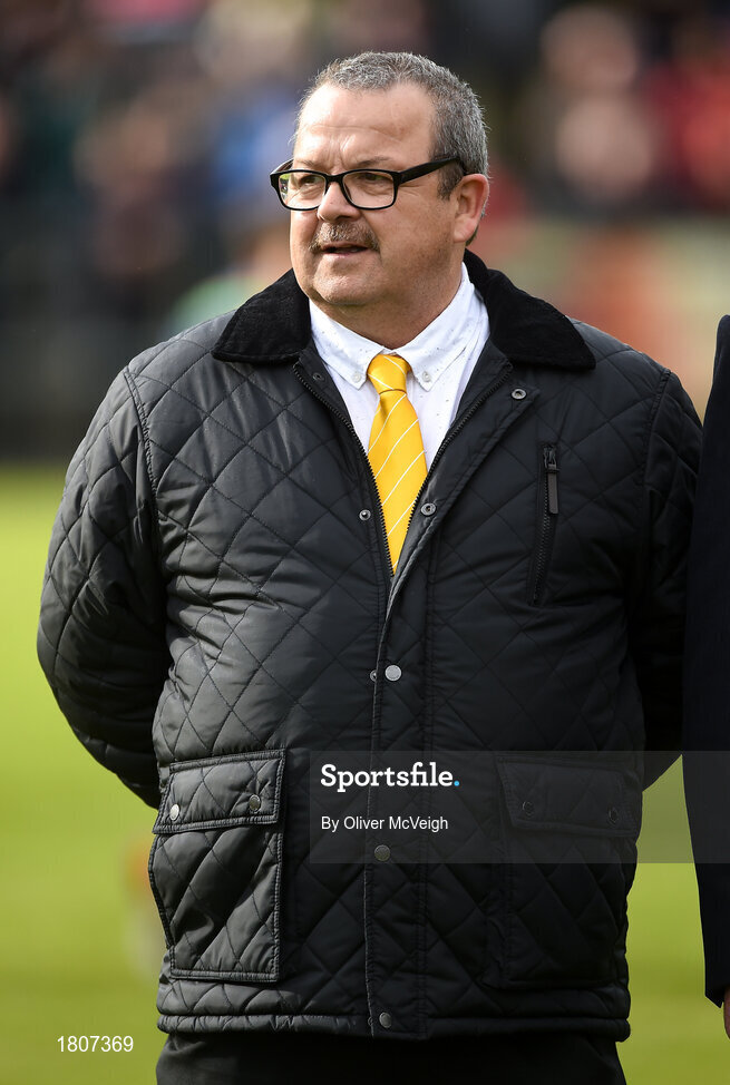 29 September 2019; Olcan McFetridge a member of the Antrim All Ireland Senior Hurling final team of 1989 that were honoured during half time in the Antrim County Senior Club Hurling Final match between Cushendall Ruairí Óg and Dunloy at Ballycastle in Antrim. Photo by Oliver McVeigh/Sportsfile