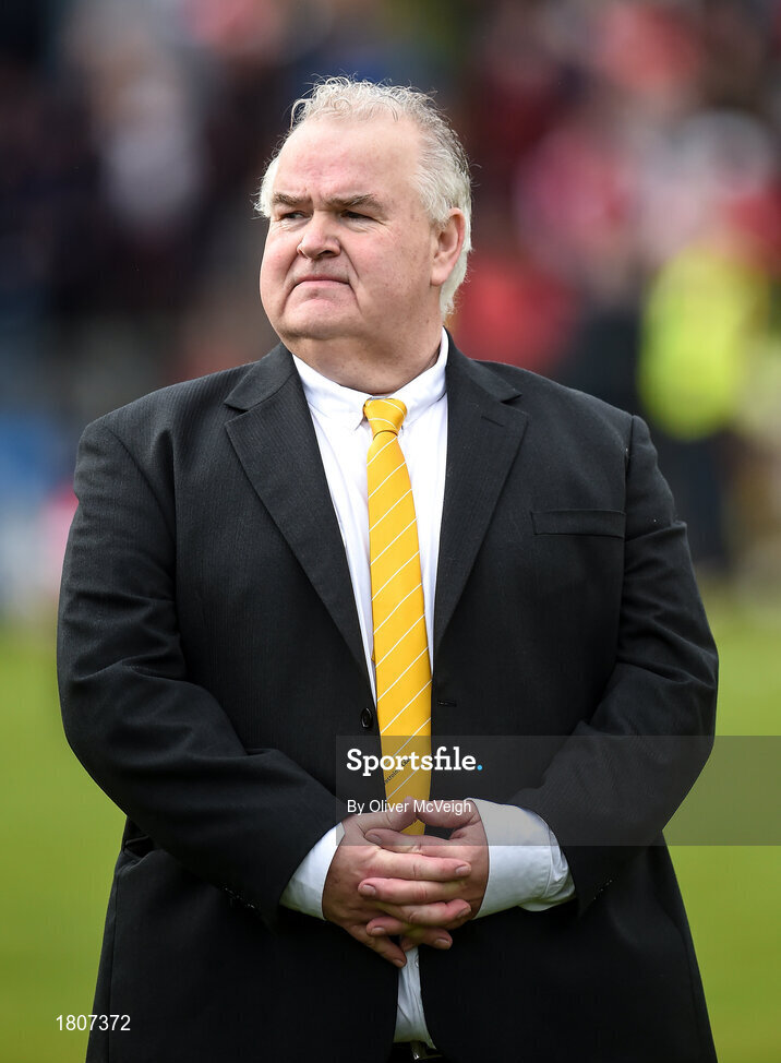 29 September 2019; Niall Patterson a member of the Antrim All Ireland Senior Hurling final team of 1989 that were honoured during half time in the Antrim County Senior Club Hurling Final match between Cushendall Ruairí Óg and Dunloy at Ballycastle in Antrim. Photo by Oliver McVeigh/Sportsfile