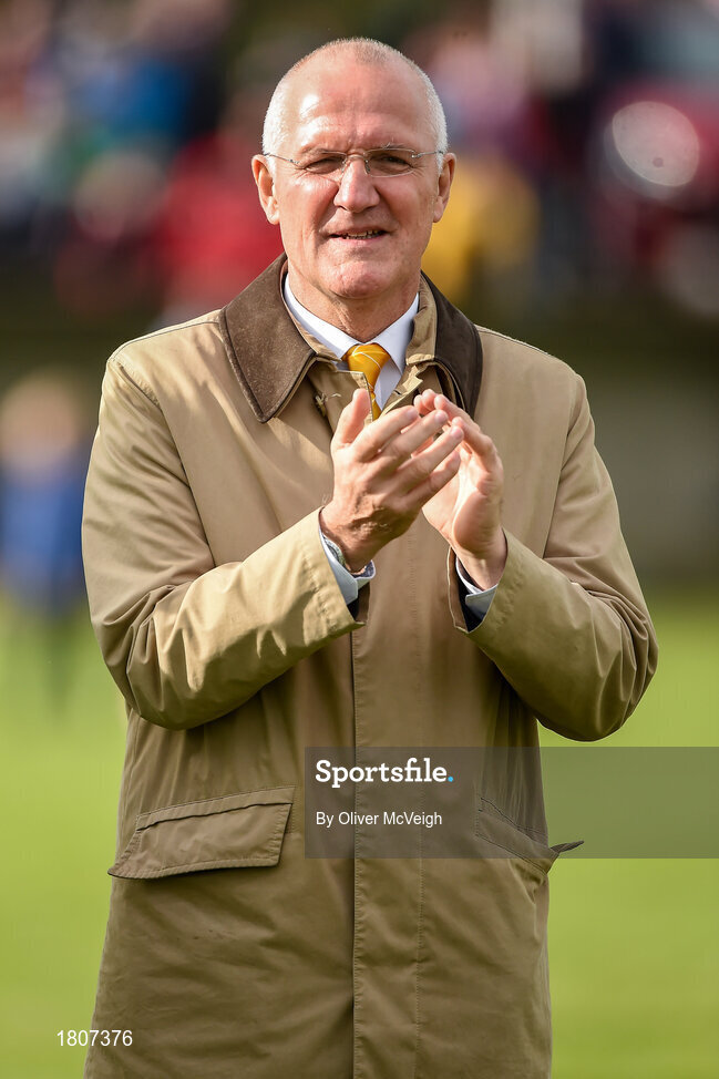 29 September 2019; Ciaran Barr a member of the Antrim All Ireland Senior Hurling final team of 1989 that were honoured during half time in the Antrim County Senior Club Hurling Final match between Cushendall Ruairí Óg and Dunloy at Ballycastle in Antrim. Photo by Oliver McVeigh/Sportsfile