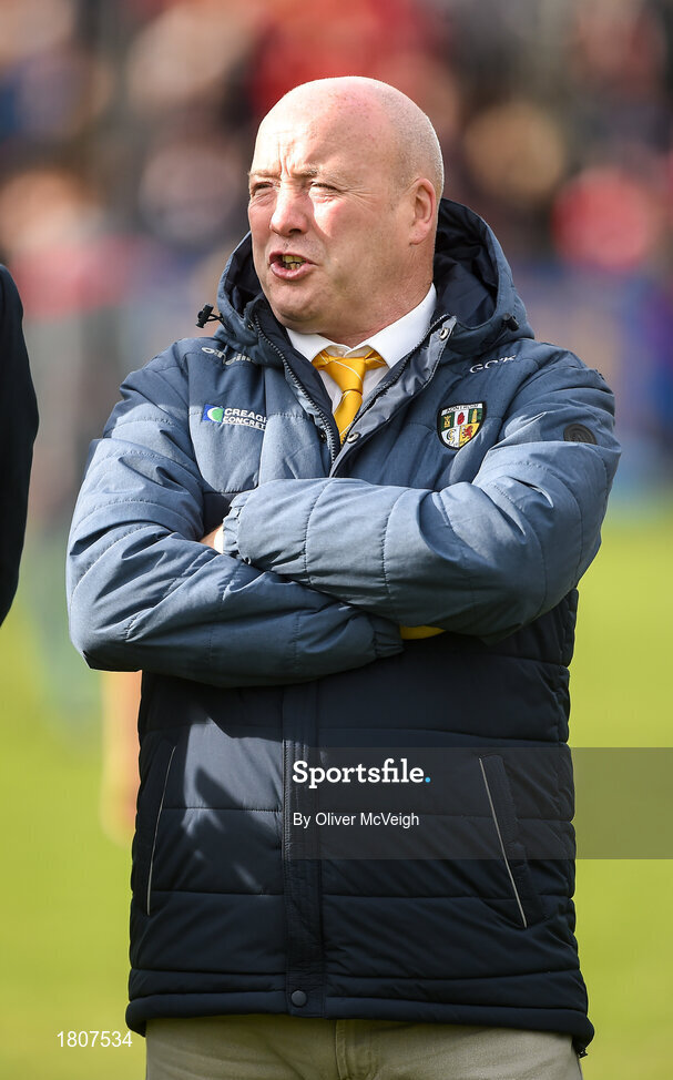 29 September 2019; Gary O'Kane a member of the Antrim All Ireland Senior Hurling final team of 1989 that were honoured during half time in the Antrim County Senior Club Hurling Final match between Cushendall Ruairí Óg and Dunloy at Ballycastle in Antrim. Photo by Oliver McVeigh/Sportsfile