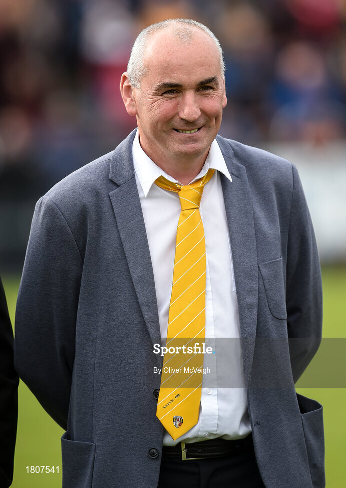 29 September 2019; Paul McKillen a member of the Antrim All Ireland Senior Hurling final team of 1989 that were honoured during half time in the Antrim County Senior Club Hurling Final match between Cushendall Ruairí Óg and Dunloy at Ballycastle in Antrim. Photo by Oliver McVeigh/Sportsfile