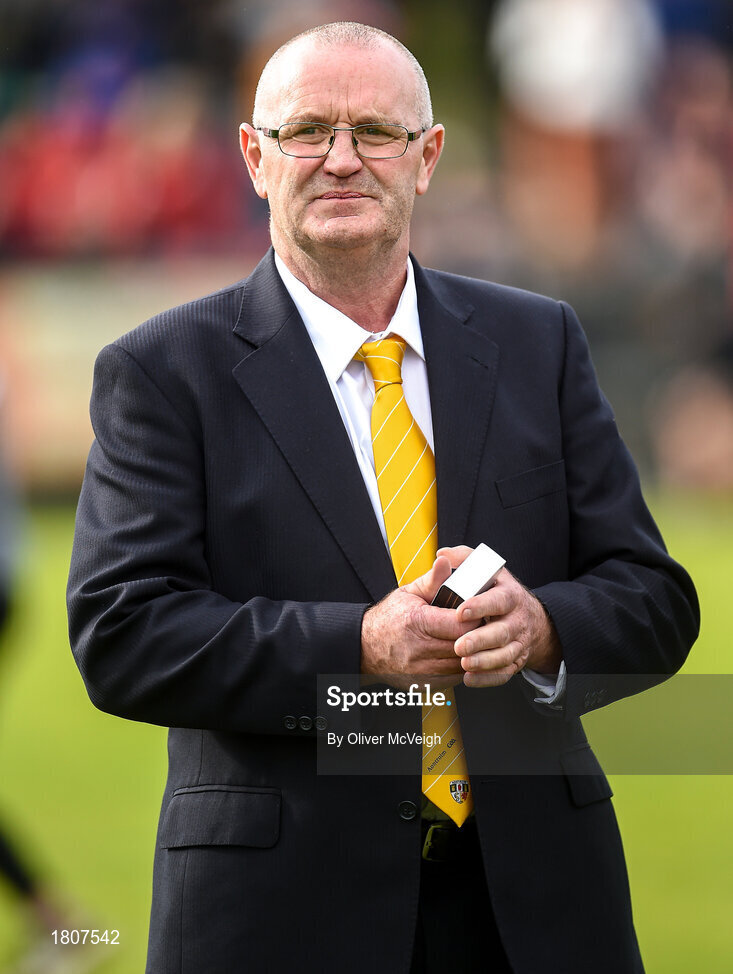 29 September 2019; Adam McCarry a member of the Antrim All Ireland Senior Hurling final team of 1989 that were honoured during half time in the Antrim County Senior Club Hurling Final match between Cushendall Ruairí Óg and Dunloy at Ballycastle in Antrim. Photo by Oliver McVeigh/Sportsfile
