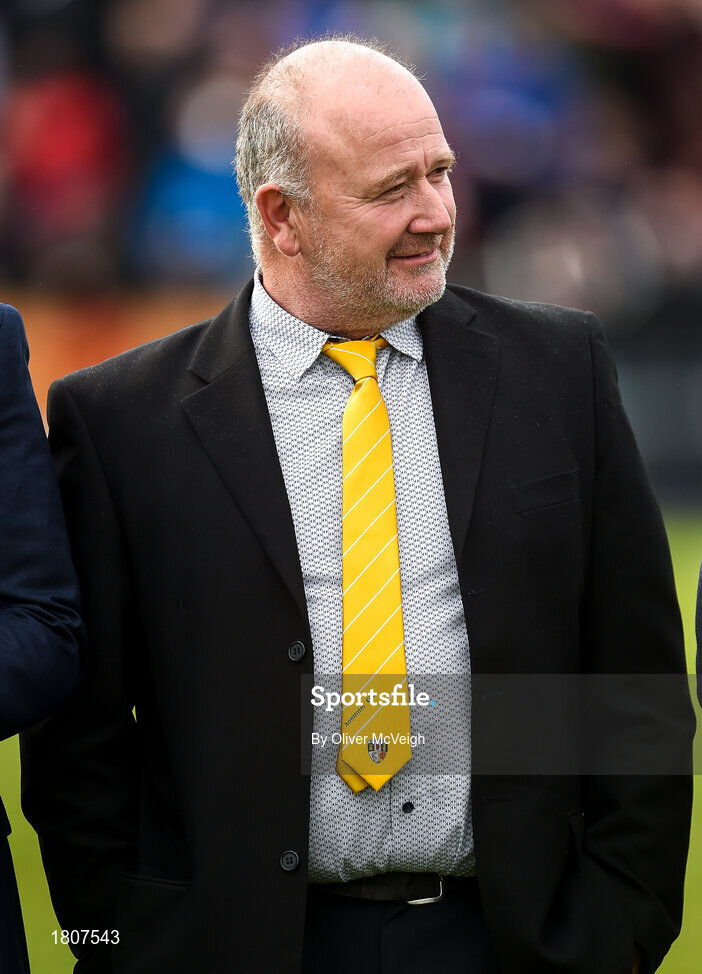 29 September 2019; Dominic McMullan a member of the Antrim All Ireland Senior Hurling final team of 1989 that were honoured during half time in the Antrim County Senior Club Hurling Final match between Cushendall Ruairí Óg and Dunloy at Ballycastle in Antrim. Photo by Oliver McVeigh/Sportsfile