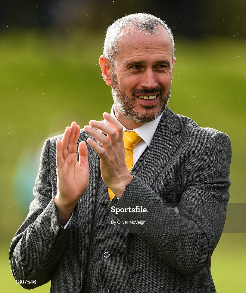 29 September 2019; Noel Murray a member of the Antrim All Ireland Senior Hurling final team of 1989 that were honoured during half time in the Antrim County Senior Club Hurling Final match between Cushendall Ruairí Óg and Dunloy at Ballycastle in Antrim. Photo by Oliver McVeigh/Sportsfile