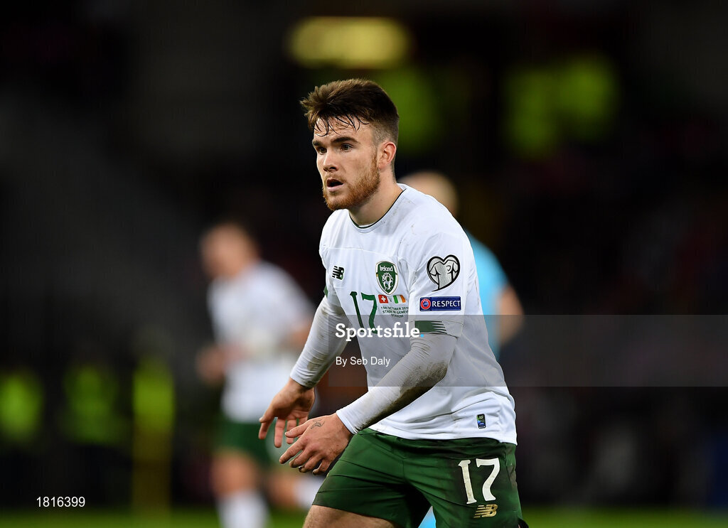 15 October 2019; Aaron Connolly of Republic of Ireland during the UEFA EURO2020 Qualifier match between Switzerland and Republic of Ireland at Stade de Genève in Geneva, Switzerland. Photo by Seb Daly/Sportsfile