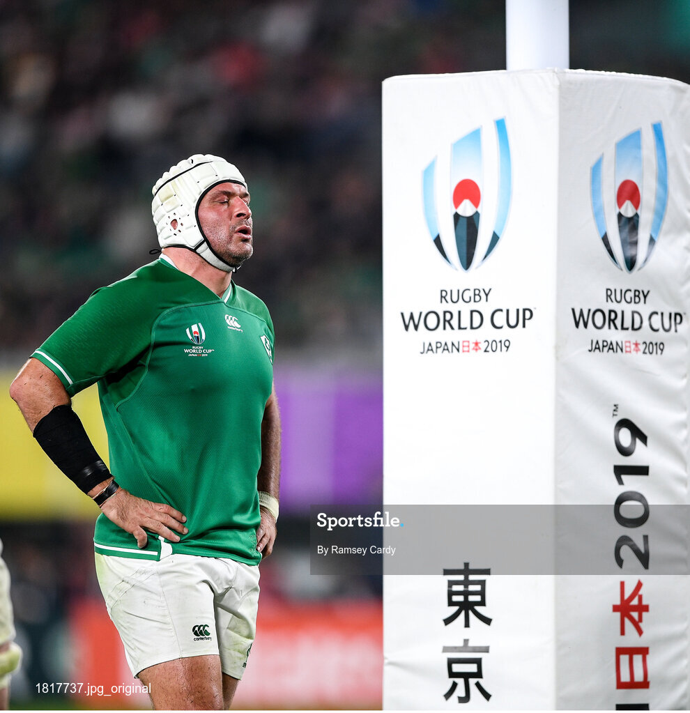19 October 2019; A dedjected Rory Best of Ireland during the 2019 Rugby World Cup Quarter-Final match between New Zealand and Ireland at the Tokyo Stadium in Chofu, Japan. Photo by Ramsey Cardy/Sportsfile