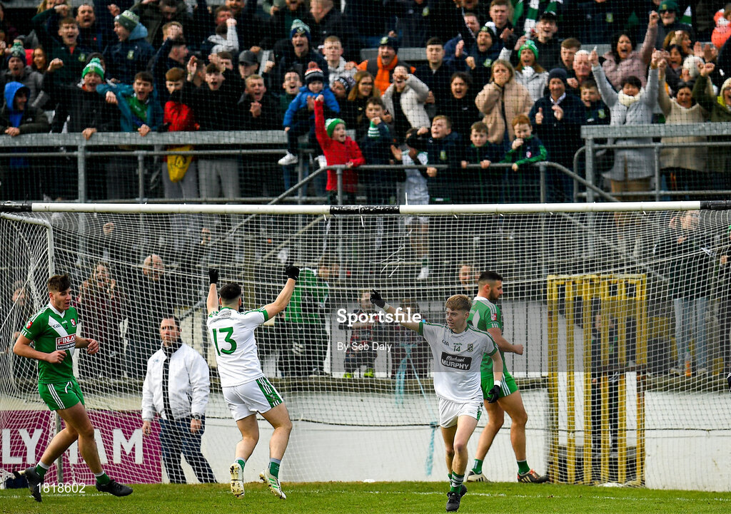 20 October 2019; Mark McDermott of Moorefield celebrates after scoring his side's first goal of the game during the Kildare County Senior Club Football Championship Final match between Moorefield and Sarsfields at St Conleth's Park in Newbridge, Kildare. Photo by Seb Daly/Sportsfile