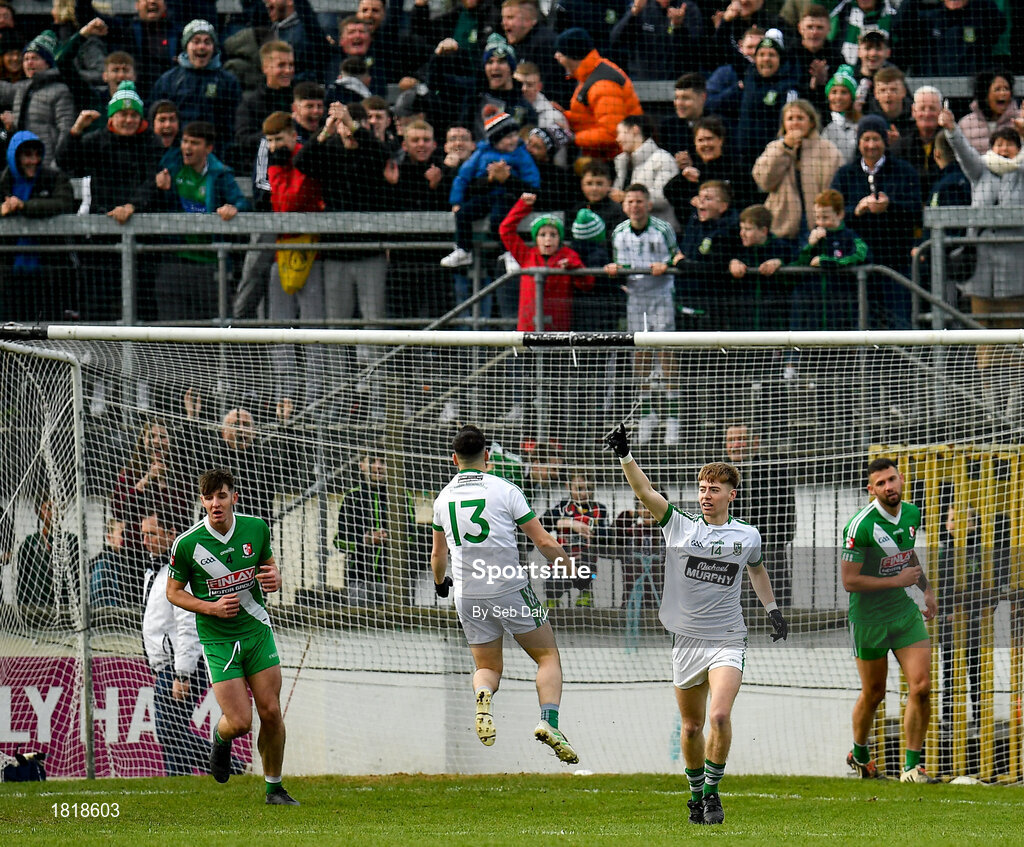 20 October 2019; Mark McDermott of Moorefield celebrates after scoring his side's first goal of the game during the Kildare County Senior Club Football Championship Final match between Moorefield and Sarsfields at St Conleth's Park in Newbridge, Kildare. Photo by Seb Daly/Sportsfile