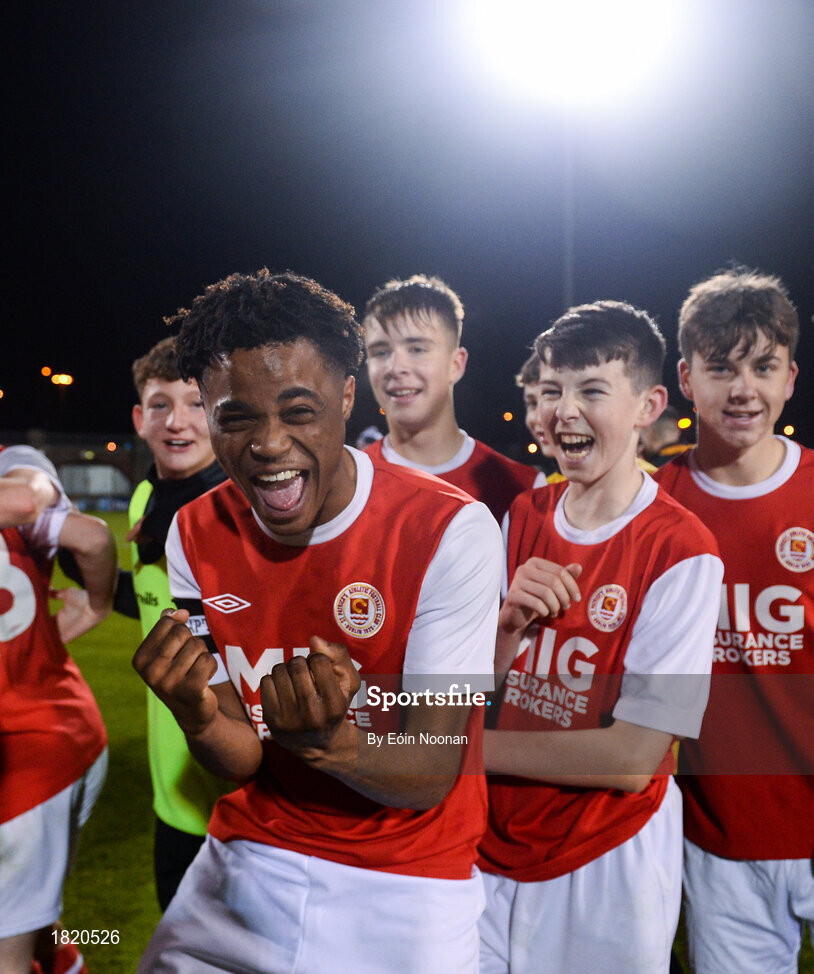 24 October 2019; Glory Nzingo of St Patricks Athletic following the SSE Airtricity Under-15 League Final match between Shamrock Rovers and St. Patrick's Athletic at Tallaght Stadium in Dublin. Photo by Eóin Noonan/Sportsfile