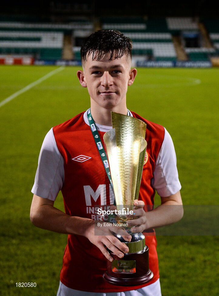 24 October 2019; Gerard Killane of St Patricks Athletic following the SSE Airtricity Under-15 League Final match between Shamrock Rovers and St. Patrick's Athletic at Tallaght Stadium in Dublin. Photo by Eóin Noonan/Sportsfile