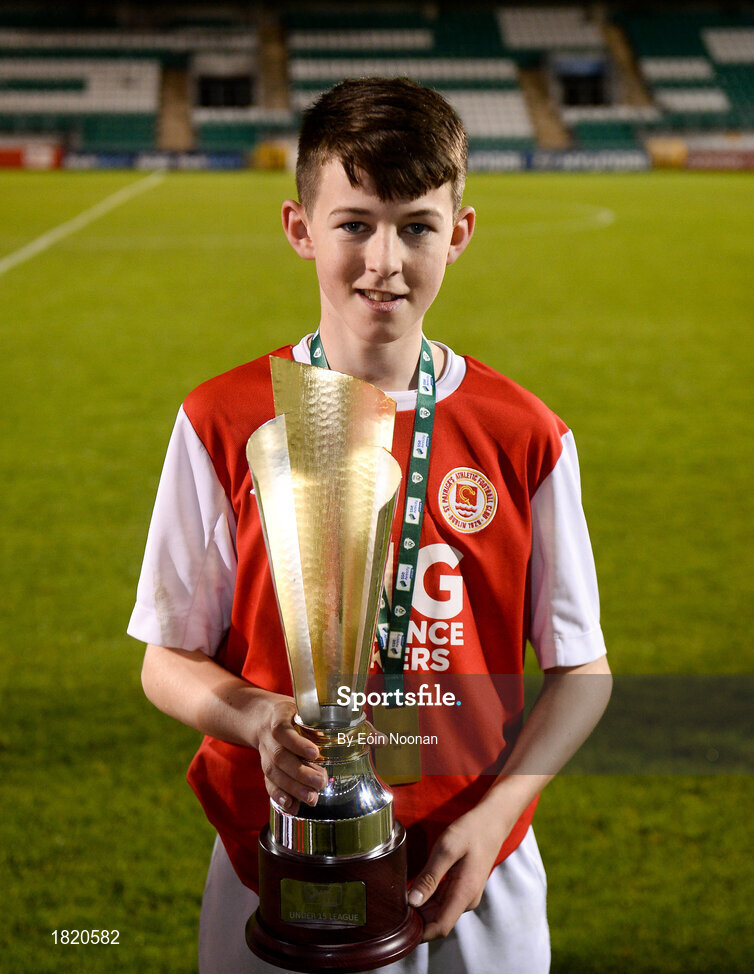 24 October 2019; Matthew Brennan of St Patricks Athletic following the SSE Airtricity Under-15 League Final match between Shamrock Rovers and St. Patrick's Athletic at Tallaght Stadium in Dublin. Photo by Eóin Noonan/Sportsfile