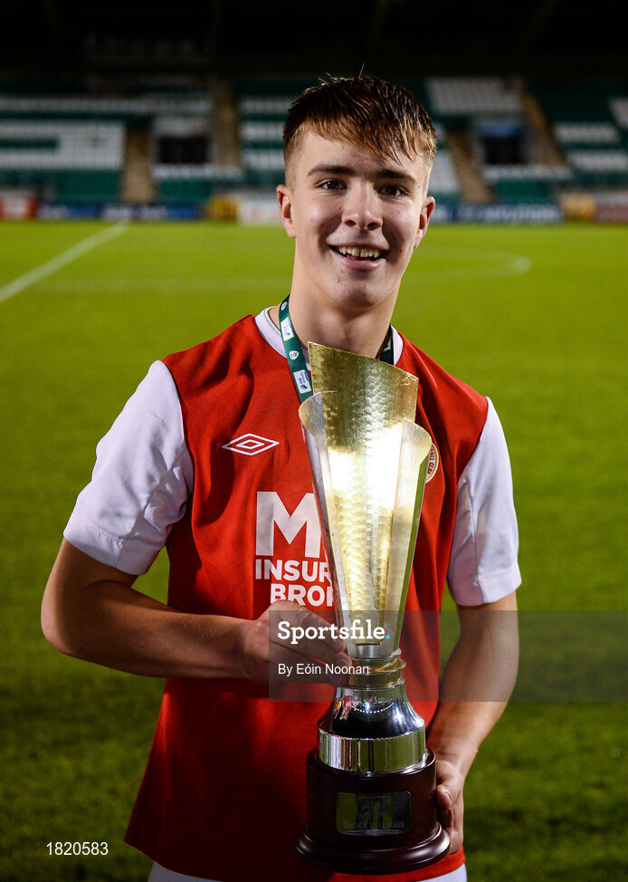 24 October 2019; Thomas Lonergan of St Patricks Athletic following the SSE Airtricity Under-15 League Final match between Shamrock Rovers and St. Patrick's Athletic at Tallaght Stadium in Dublin. Photo by Eóin Noonan/Sportsfile
