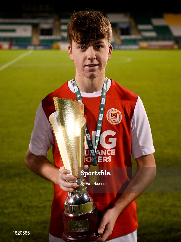 24 October 2019; Kelvin Burke of St Patricks Athletic following the SSE Airtricity Under-15 League Final match between Shamrock Rovers and St. Patrick's Athletic at Tallaght Stadium in Dublin. Photo by Eóin Noonan/Sportsfile