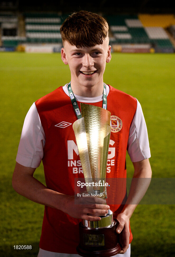 24 October 2019; Dara Mcguinness of St Patricks Athletic following the SSE Airtricity Under-15 League Final match between Shamrock Rovers and St. Patrick's Athletic at Tallaght Stadium in Dublin. Photo by Eóin Noonan/Sportsfile
