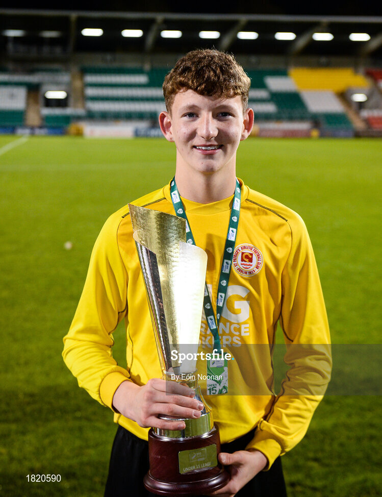 24 October 2019; Sean Molloy of St Patricks Athletic following the SSE Airtricity Under-15 League Final match between Shamrock Rovers and St. Patrick's Athletic at Tallaght Stadium in Dublin. Photo by Eóin Noonan/Sportsfile